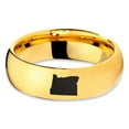 thumbnail image 2 of Tungsten Oregon The Beaver State Band Ring 7mm Men Women Comfort Fit 18k Yellow Gold Dome Polished, 2 of 4