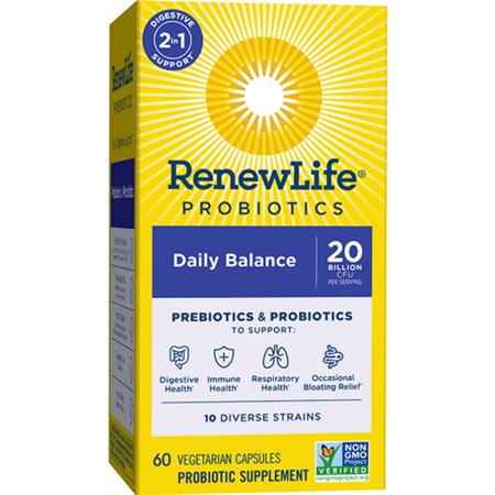 Renew Life Daily Balance Probiotics Plus Prebiotics - 60 Capsules