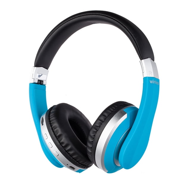 Sidaley Nuevos auriculares inalámbricos Auriculares Bluetooth Auriculares estéreo plegables para juegos con micrófono para teléfono móvil Cables de audio/vídeo Azul