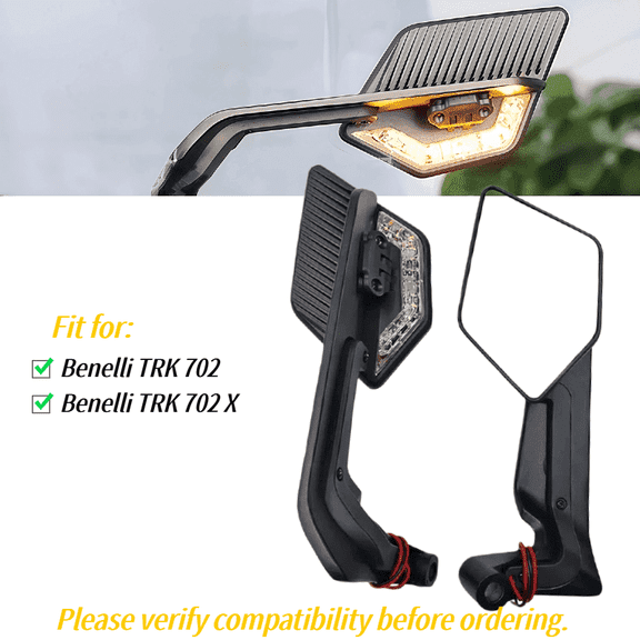 Motorcycle Wind Wing Rearview CNC Aluminum Mirrors with LED Turn Signals Fit for Benelli TRK 702 702X 2023-2026