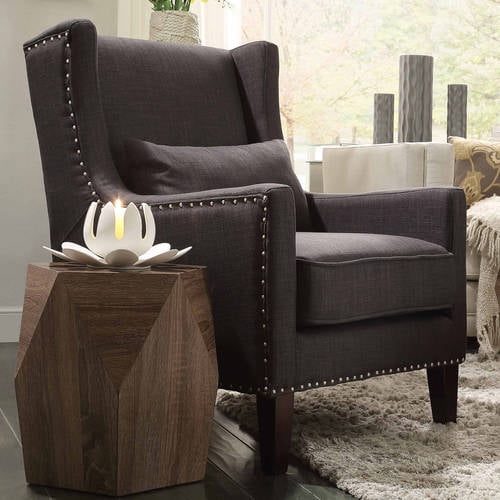 Weston Home St Alden Living Room Linen Accent Chair with Matching Throw