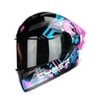 thumbnail image 2 of Casco Abatible De Moto Kov Stark Cyber Nova Rosa Azul Dot, 2 of 5