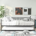 Twin Metal Daybed with Pop Up Trundle Bed, HeavyDuty Steel Daybed for