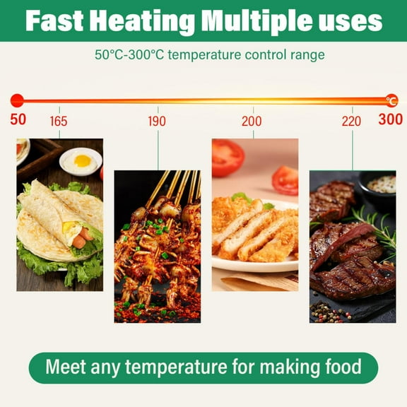 (1700W)Teppanyaki, Electric Griddle Cooktop Countertop Commercial Flat Top Grill Griddles BBQ Plate Grill Thermostatic Control with Adjustable Temperature 90F-575F for Restaurant