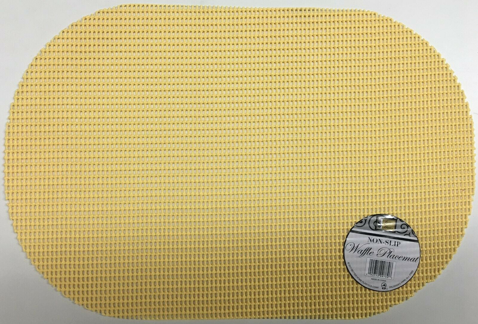 Set of 6 Waffle Weave Placemats Non Slip Oval Place Mats, Yellow