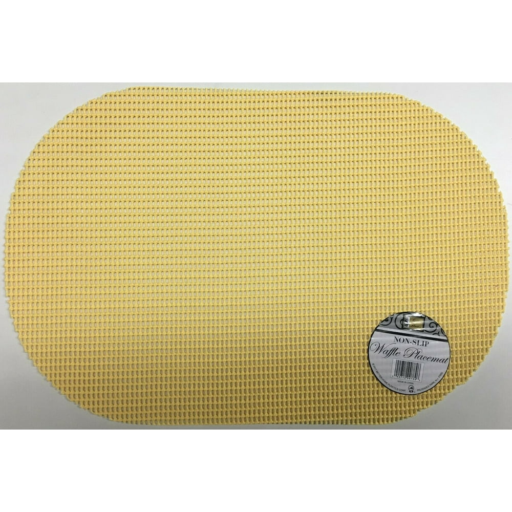 Set of 6 Waffle Weave Placemats Non Slip Oval Place Mats, Yellow
