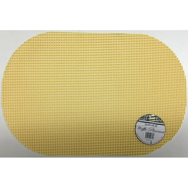 Set of 6 Waffle Weave Placemats Non Slip Oval Place Mats, Yellow