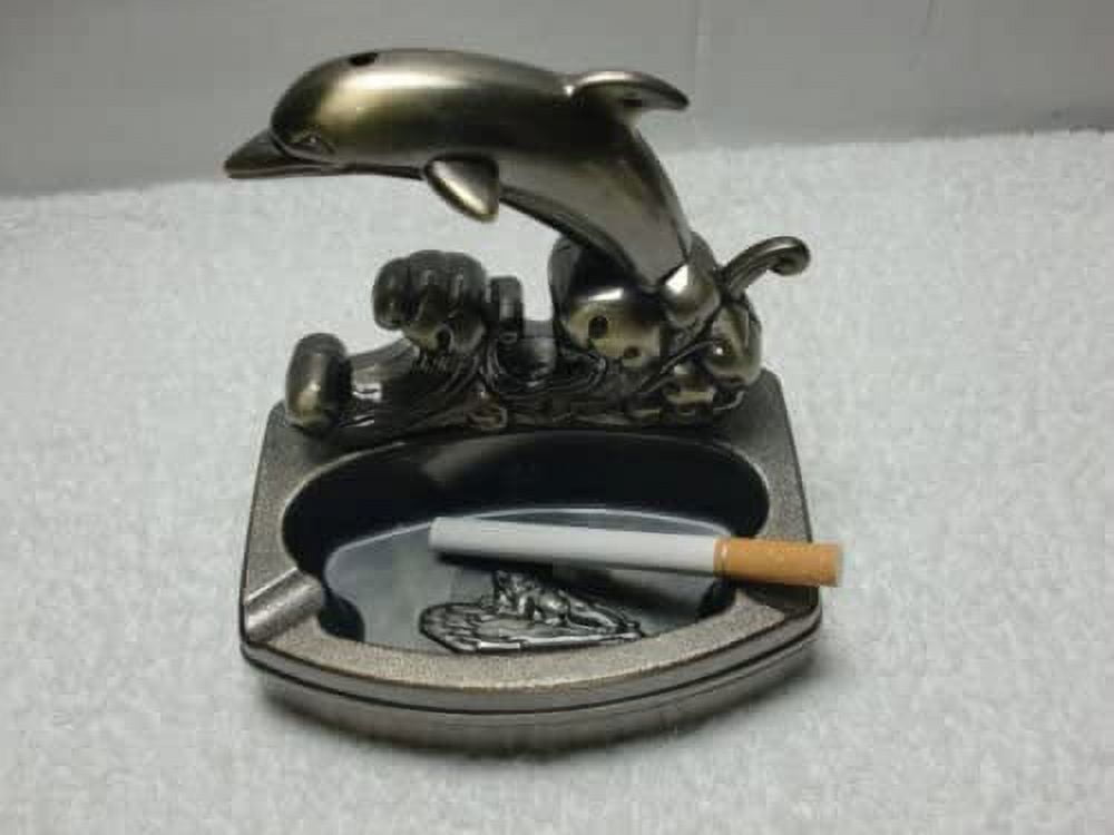 dolphin cigarette lighter Piioket Dolphin Shaped Novelty Cigarette Cigar Lighter Refillable Butane  Gas Lighter with Ashtray Ash Tray