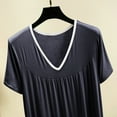 thumbnail image 3 of Jalioing V Neck Nightgown Women's Short Sleeve Loose Comfy Pajama Dress Summer Plain Nightshirt Sleepwear, 3 of 5