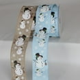thumbnail image 2 of The Ribbon People Ice Blue and White Christmas Snowman Ribbed Wired Craft Ribbon 2.5" x 20 Yards, 2 of 2