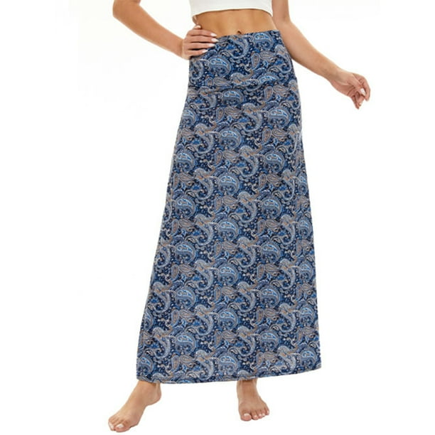 Frontwalk Floral Print Long Skirt for Women Boho Casual Flowy Maxi ...