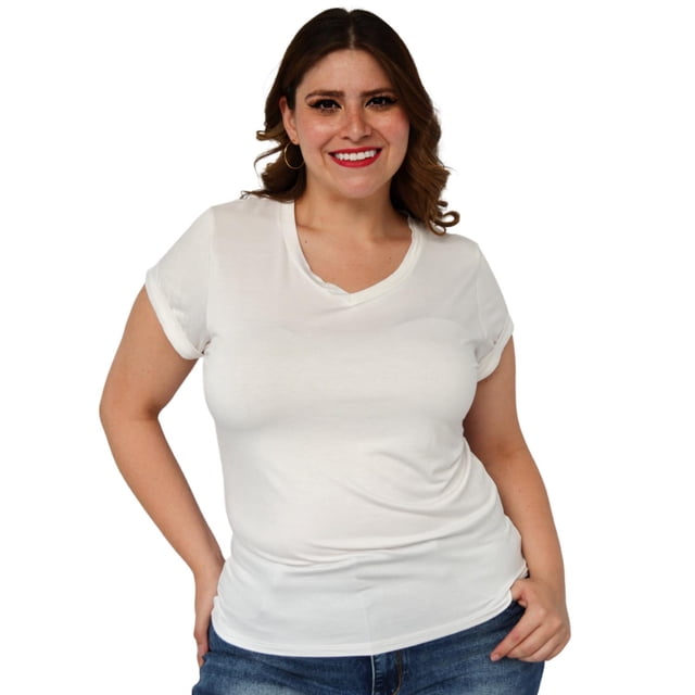 Playera básica BALAM modelo 0013 Curvy Plus Size Talla Extra Blanco