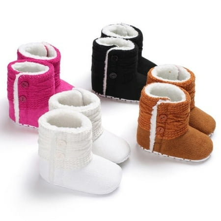 Baby Girls Cute Color Knit Snow Warm Shoes Winter Soft Sole Prewalker Crib Plush