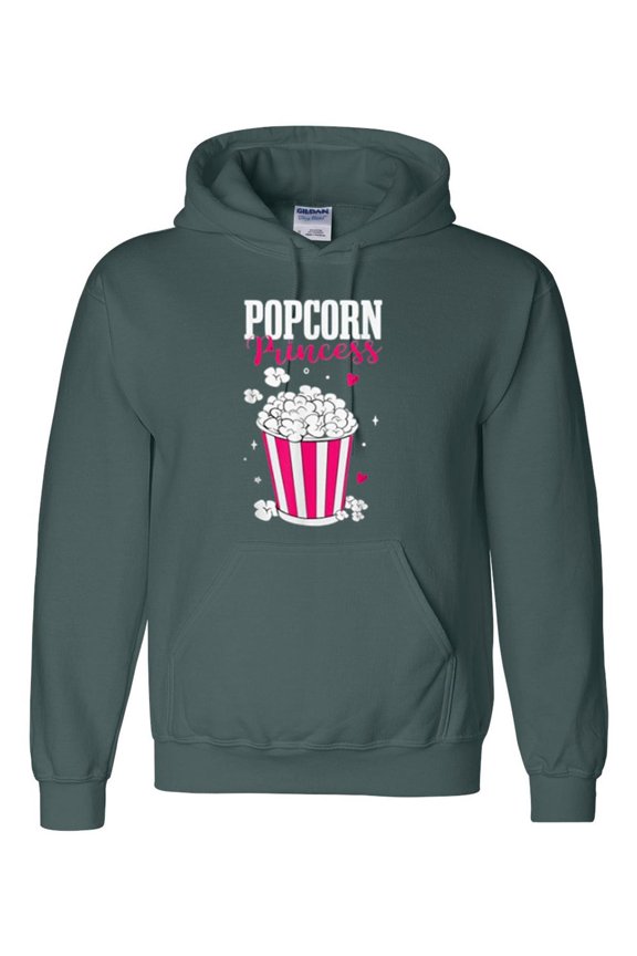 Popcorn Princess Funny Snack Lover Cute Movie Night Graphic Hoodie, for men & women, up to size 5XL