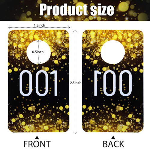 Gold Consecutive Live Number Tag for Clothes Live Jetec Live Plastic Number Tags 100 1.5 x 2.5 Inch Reusable Normal and Reversed Mirrored Image Number Tags Hanger Cards