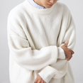 thumbnail image 7 of Sweaters for Men - Autumn Winter Thick Needle Texture Basic Solid Loose Round Neck Knitted Shirt Thread Coat Sweater Jacket, Casual Daily Wear, Breathable Fabric, Men's Clothing, 7 of 7