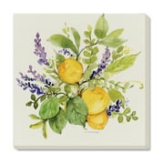 Conimar Watercolor Lemon Stoneware with Cork Bottom Coasters, in Yellows, Greens and Purple, 4Pk