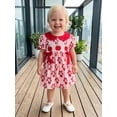 thumbnail image 3 of Cenuakty Toddler Baby Girls Summer Dress Back to School Apple Print Doll Collar Short Sleeve A Line Dress, 3 of 9