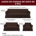 thumbnail image 2 of 3 Pzs Funda Cubre Sala Sofá Elástica Con Falda Tipo Plumeti, 2 of 6
