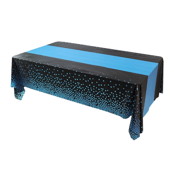 2in1 Disposable Plastic Tablecloths 54" x 108" Black and Blue Dot Kitchen Table Cloth Rectangle Table Cover for Wedding Birthday Baby Shower Anniversary Christmas Graduation (Black/Blue, 1 Pack)