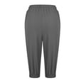thumbnail image 4 of Aboser Womens Casual Capri Pants with Pockets Elastic High Waisted Crop Trouser Solid Color Summer Capris Lightweight Capri Pant, 4 of 6