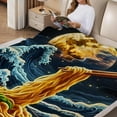 thumbnail image 2 of RKSupls Great Wave Ramen Noodle Soft Flannel Throw Blanket, Lightweight Fuzzy Warm Cozy Blanket for Couch Bed Home Travel Decor, 2 of 7