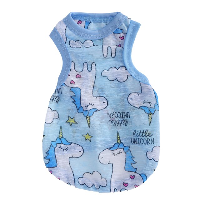 Ropa refrescante de verano para mascotas Chaleco para perros Little Pig Camiseta sin mangas transpirable no pegajosa Pegaso azul cielo (borde azul) S