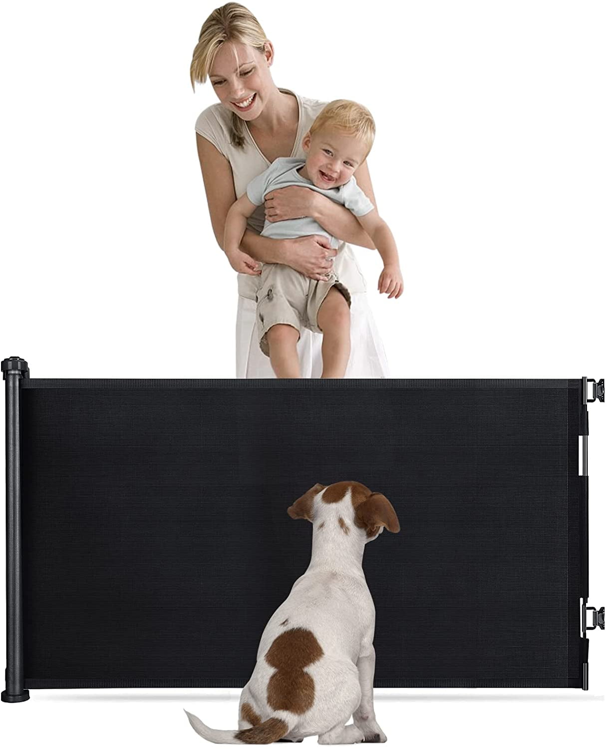 Wodondog Retractable Baby Gates,59'x34' Extra Wide Baby Safety Gates Stairs Doorways Gates for Baby and Pet, Dogs Gates for Hallways Indoor,Black