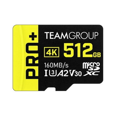 Team 512GB Pro  microSDXC UHS-I/U3 Class 10 Memory Card with Adapter, compatible with Nintendo-Switch, Steam Deck, and ROG Ally, Speed Up to 160MB/s (TPPMSDX512GIA2V3003)