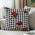 thumbnail image 3 of LALILO Throw Pillow Covers Floral Red Black And White Gingham Cushion Cover 18" x 18", 2 Pack, 3 of 6
