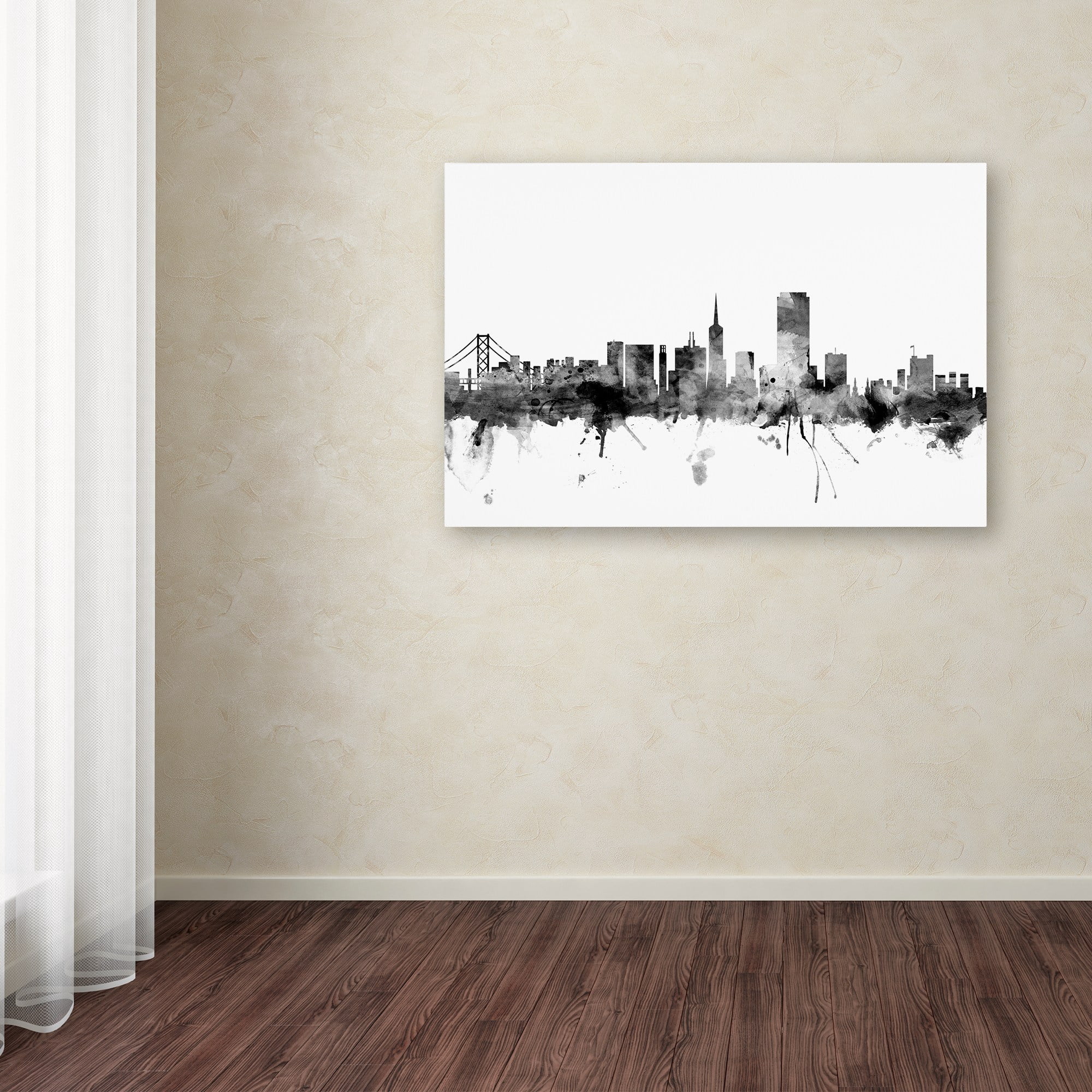 Trademark Fine Art "San Francisco City Skyline B&W" Canvas Art by Michael Tompsett