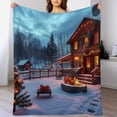 thumbnail image 4 of NIANHE Christmas Cabin blanket, comfortable and soft, warm casual blanket, printed design, winter sofa dormitory home decoration, must-have travel product. Size is 40x50 inches., 4 of 9