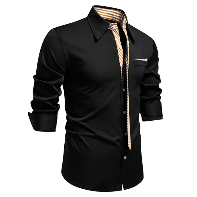 Seeotter Men's Casual Dress Shirt Long Sleeve Regular Fit Business Button up Shirt