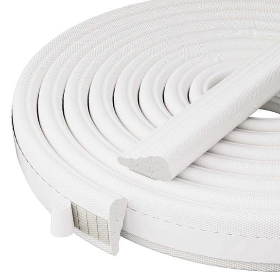 118” Wedge-Shape Foam Window Weather Stripping Door Seal Strip,Soundproofing Frame Winter Insulation Tape for Exterior Front Door,Noise Cancelling Window Inserts,Door Gap Filler Light Blocker,White