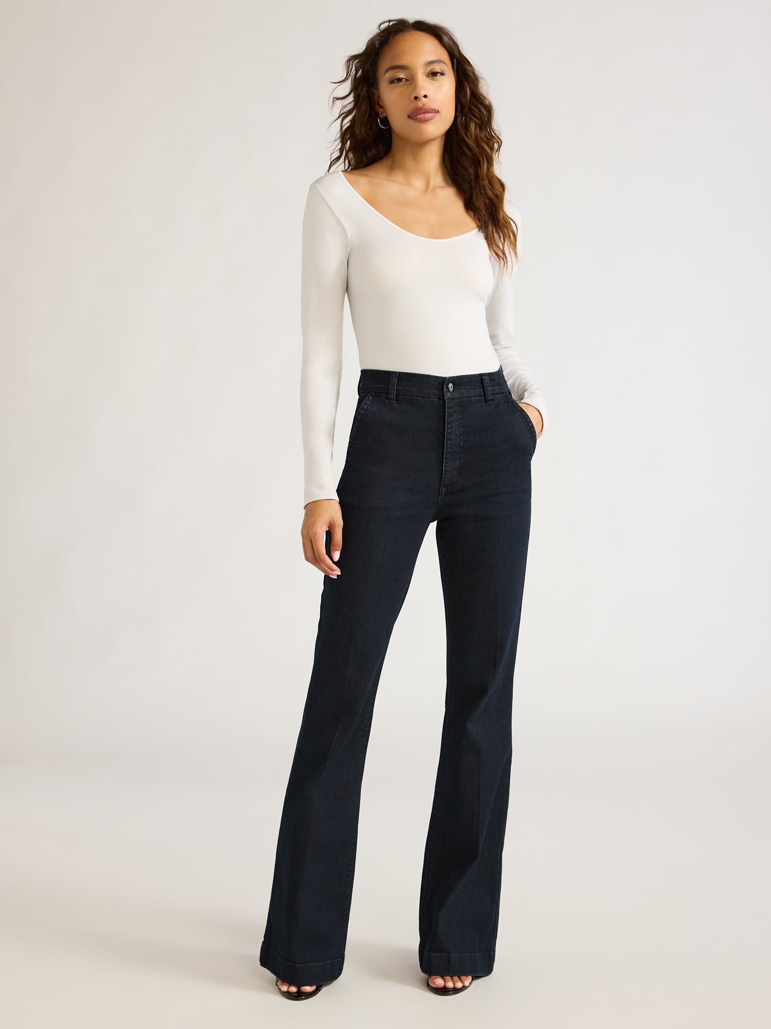 Sofia by Sofia Vergara Women's and Women's Plus Trouser Flare High Rise Jeans, 30.5", 32.5" and 34.5" Inseam, Sizes 0-28W
