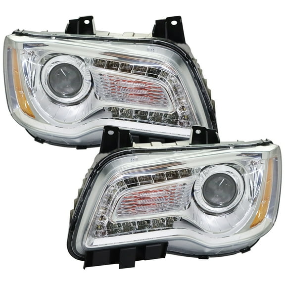 Genrics Headlights Assembly Replacement for 2011-2014 Chrysler 300 Headlamps Front lights Halogen Headlights Driver and Passenger Side