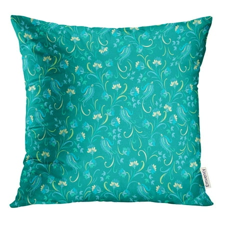 Batik Outdoor Pillows STOAG Batik Floral Pattern on Turquoise Blossom Branch Flower Medieval Throw Pillowcase Cushion Case Cover 16x16 inch ()