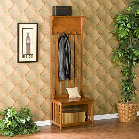Merritt Hall Tree Entry Bench, Oak