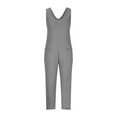 thumbnail image 6 of Wycnly Womens Jumpsuits Loose Soft Knitted Ribbed Long Jumpsuits Casual Summer Trendy Solid V-Neck Sleeveless Maxi Rompers for Women, 6 of 7