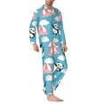 thumbnail image 2 of Naloa Panda Flying in the Sky Men’s Pajamas Set - Long Sleeve Button Down Sleep Shirt and Pajama Bottoms Sleepwear Set-XX-Large, 2 of 7