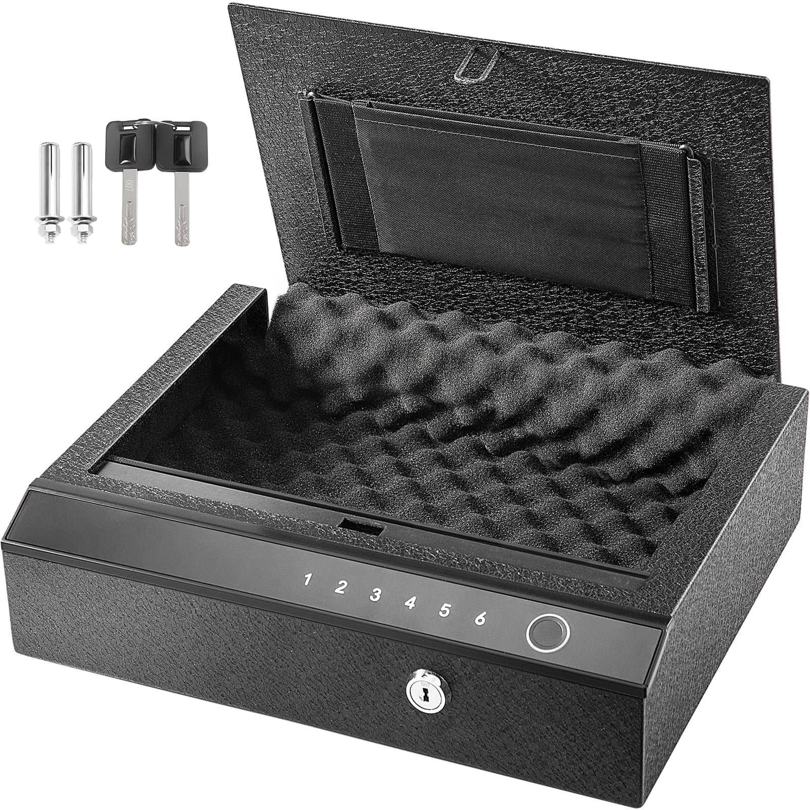 Protable Fingerprint Safe Box Solid Steel Security Key Gun Valuables Jewelry Box 