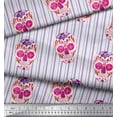 thumbnail image 3 of Soimoi Purple Cotton Voile Fabric Floral Skull & Stripe Printed Craft Fabric by the Yard 42 Inch Wide, 3 of 3