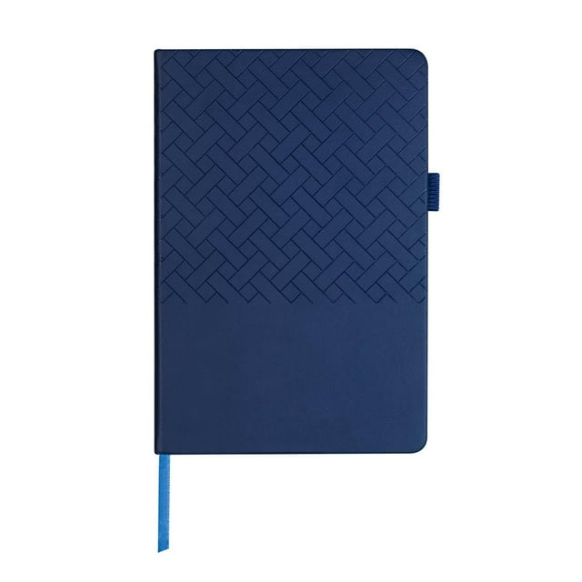 Libreta de curpiel con 80 hojas, cubierta rígida y diseño en termograbado azul 14 x 21.3