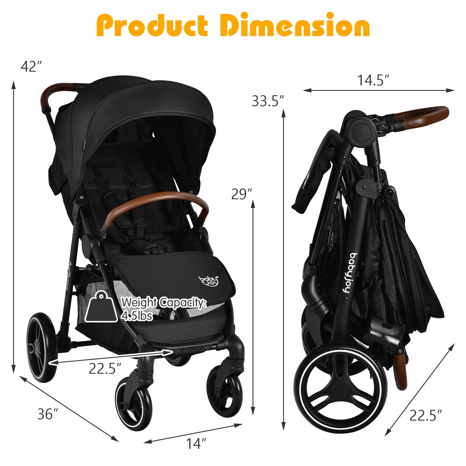 Infans High Landscape Baby Stroller Pushchair w/ Expandable & Footmuff Canopy