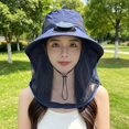 thumbnail image 4 of Byfri Mosquito Net Sun Hat with Solar Fan Wide Brim Fishing Hat for Outdoor Camping Navy 58-60cm, 4 of 7