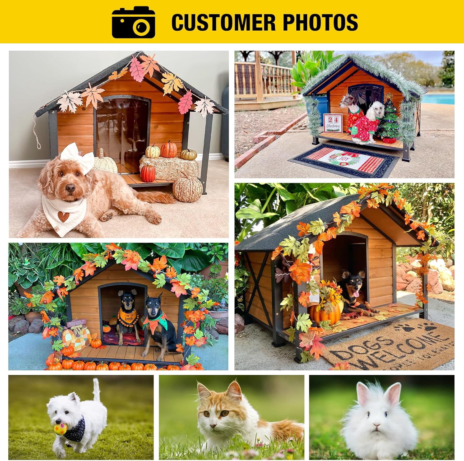 Aivituvin Insulated Dog House with Insulated Liner, Anti-Chewing Iron Frame 34.3" Large Outdoor Dog Kennel for Winter, Weatherproof