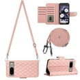thumbnail image 2 of SaniMore Case for Google Pixel 8, PU Leather 3D Lattice Stylish for Girls Crossbody Lanyard Flip Kickstand Card Slots Cash Pocket Magnetic Clasp Full Body Protective Shockproof Wallet Shell, Coralpink, 2 of 9