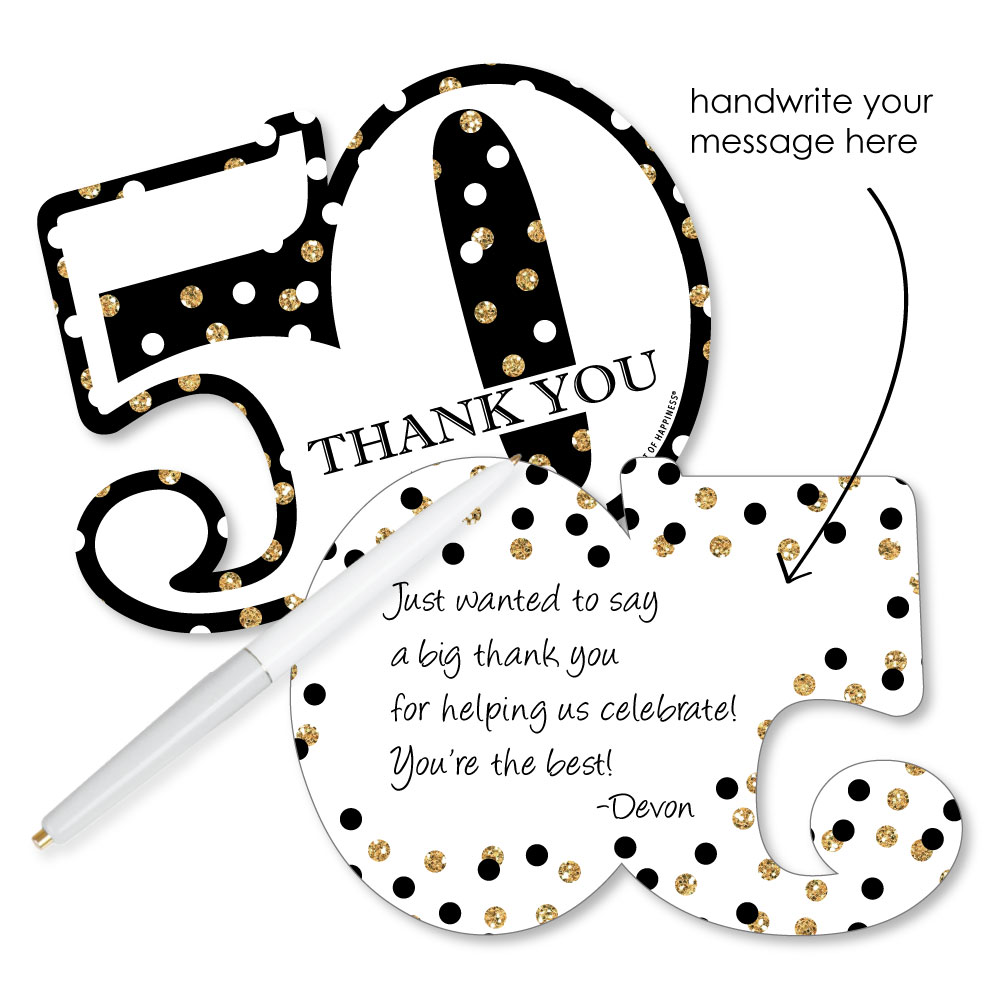 Big Dot of Happiness Adult 50th Birthday - Gold - Birthday Party Thank You  Note Cards with Envelopes - 12 Ct - Walmart.com