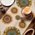 thumbnail image 3 of Welcome Table Runner 70 Inches, Summer Sunflowers Bohemia Floral Rustic Beige Bed Runner Dresser Scarves Tabletop for Indoor Outdoor Parties/Ceremony/Banquet, 13" x 70", 3 of 9