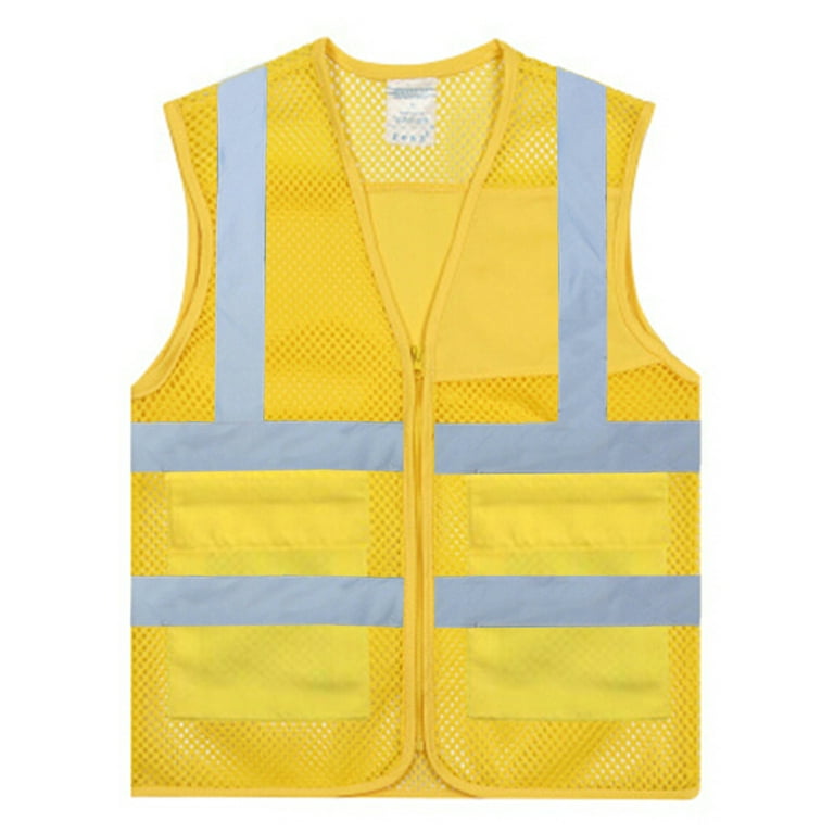 GOGO Asian Unisex Volunteer Vest Safety Reflective Running Cycling Vest  with Pockets, Slim Fit-Yellow-3XL 